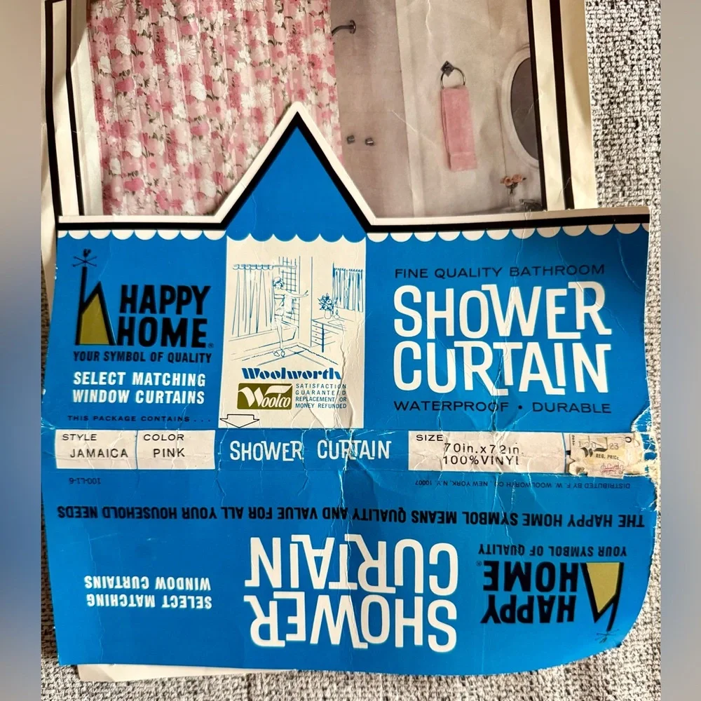 NEW - Authentic Vintage 1950’s Worth Pink and White floral Shower Curtain